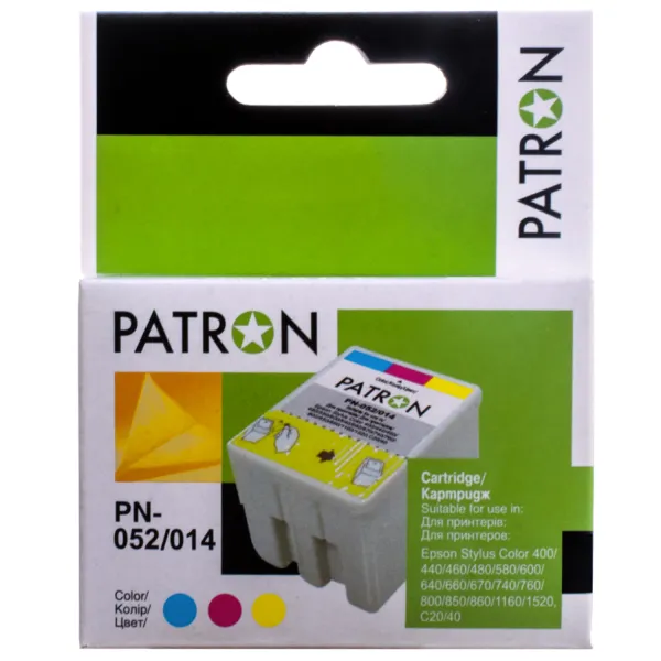 Картридж сумісний Epson T052/T014 (C13T05204010/C13T01440110) 3х12.5 мл, триколірний Patron (PN-052/014)
