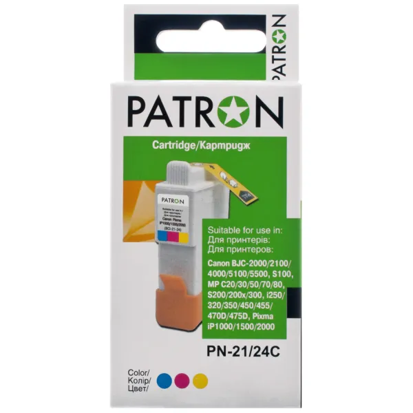 Картридж совместимый Canon BCI-21/BCI-24 (0955A002/6882A002) 170 стр, трехцветный Patron (PN-21/24C)