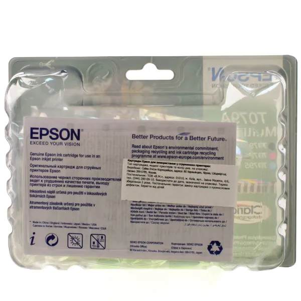 Комплект картриджей T079A4A черный, голубой, пурпурный, желтый, светло голубой, светло пурпурный Epson (C13T079A4A10) - Фото 2