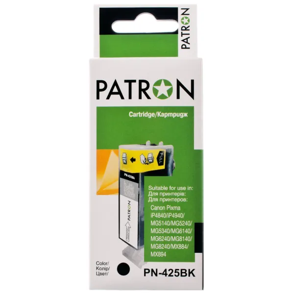 Картридж совместимый Canon PGI-425PGBK (4532B001) 360 стр, черный Patron (PN-425BK)