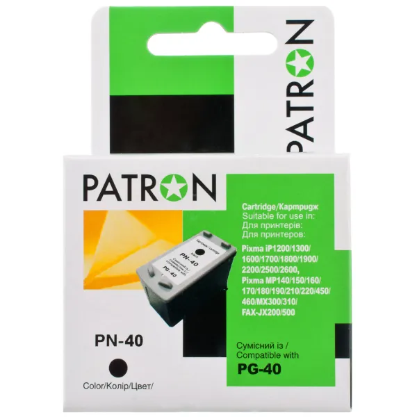 Картридж совместимый Canon PG-40XL (0615B001/0615B025) 450 стр, черный Patron (PN-40XL)
