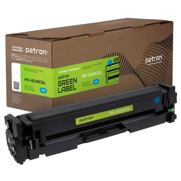 Картридж совместимый HP 201A (CF401A) голубой Green Label Patron (PN-201ACGL)
