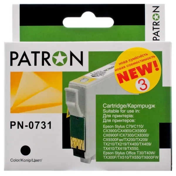 Картридж совместимый Epson T0731/T1051 490 стр, черный Patron (PN-0731)