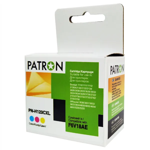 Картридж сумісний HP 123XL (F6V16AE/F6V18AE) 330 арк, триколірний Patron (PN-H123CXL)