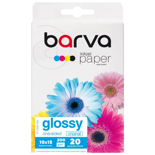 Фотобумага глянцевая 200 г/м2, 10x15 см, 20 л Original Barva (IP-C200-026)