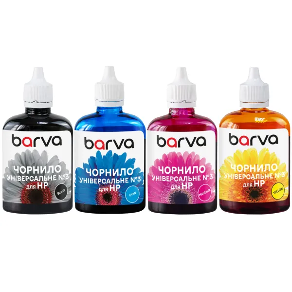 Комплект чернил для HP универсальные №3 4х90 г, водорастворимые, BK/C/M/Y Barva (HU3-090-MP)