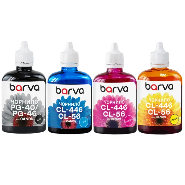 Комплект чернил совместимых для Canon PG-46BK + CL-56C/M/Y специальные 4x90 г, пигментные/водорастворимые, BK/C/M/Y Barva (CPG46-090-MP)