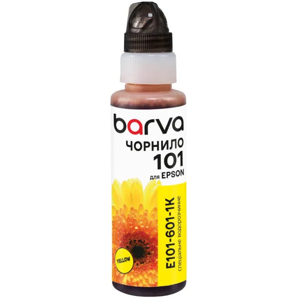 Чернила совместимые для Epson 101 Y специальные 100 мл, флакон OneKey (1K), водорастворимые, желтые Barva (E101-601-1K)