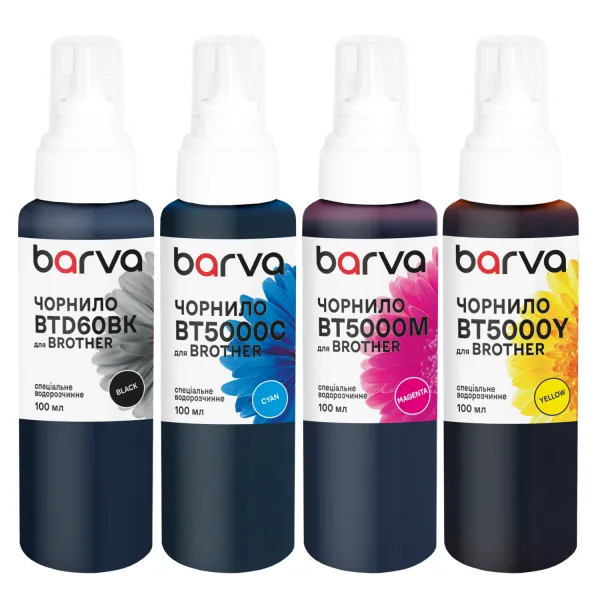 Комплект чернил совместимых для Brother BTD60BK/BT5000C/M/Y специальные 4x100 мл, водорастворимые, BK/C/M/Y Barva (BBTD60-100-MP)