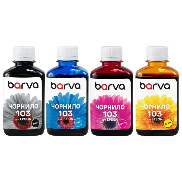 Комплект чернил совместимых для Epson 103 специальные 4х180 мл, водорастворимые, BK/C/M/Y Barva (E103-180-MP)