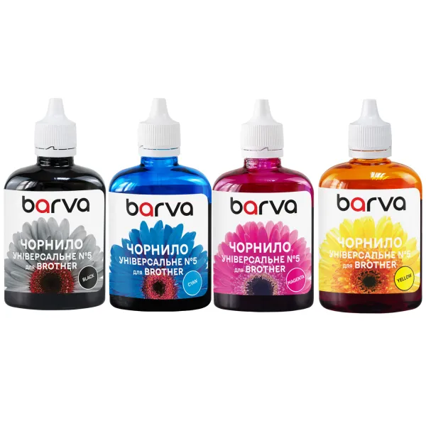 Комплект чернил для Brother универсальные №5 4х90 г, водорастворимые, BK/C/M/Y Barva (BU5-090-MP)