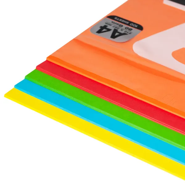 Бумага офисная цветная А4, 80 г/м2, 100 л, 5 цветов Rainbow 5 Bright Double A (151307) - Фото 2