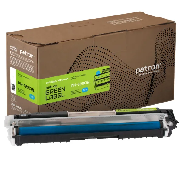 Тонер-картридж совместимый Canon 729 голубой Green Label Patron (PN-729CGL)