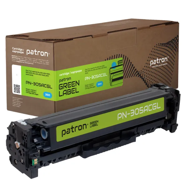 Картридж совместимый HP 305A (CE411A) голубой Green Label Patron (PN-305ACGL)