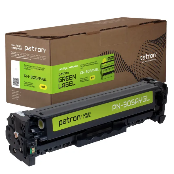 Картридж совместимый HP 305A (CE412A) желтый Green Label Patron (PN-305AYGL)