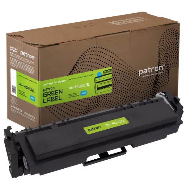 Картридж совместимый HP 410X (CF411X) голубой Green Label Patron (PN-410XCGL)