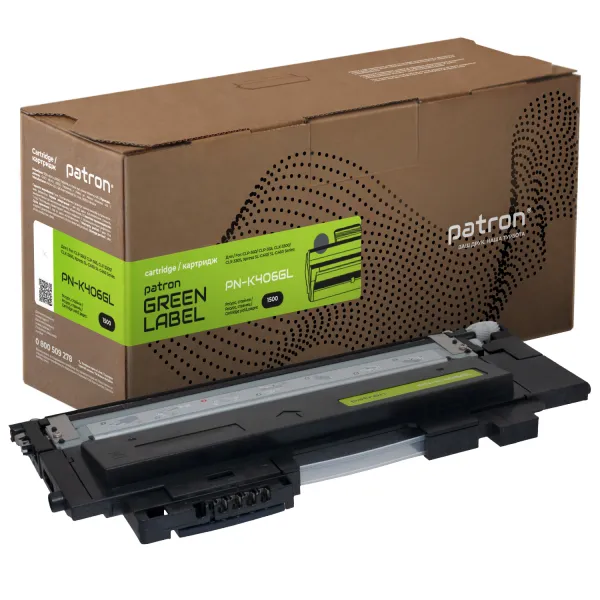 Тонер-картридж совместимый Samsung CLT-K406S Green Label, черный Patron (PN-K406GL)