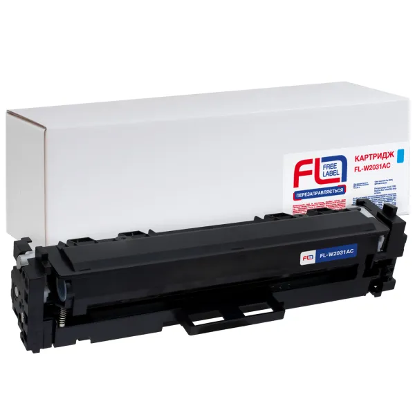 Картридж совместимый HP 415A (W2031A) голубой, версия без чипа Free Label (FL-W2031AC)