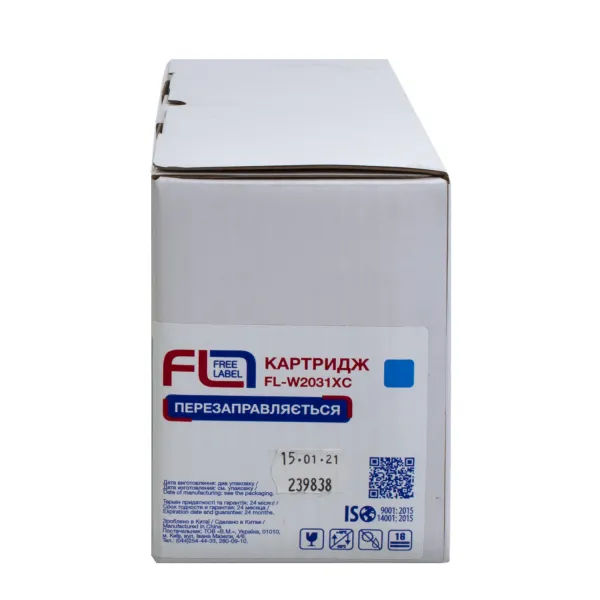 Картридж совместимый HP 415X (W2031X) голубой, версия без чипа Free Label (FL-W2031XC) - Фото 3