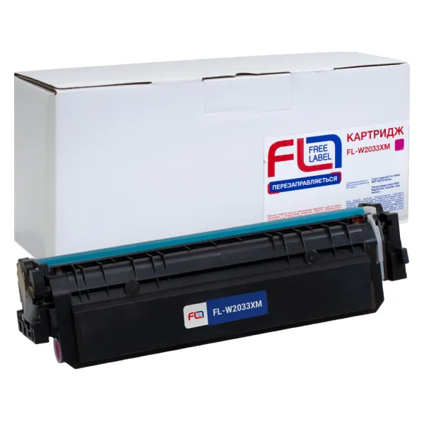 Картридж совместимый HP 415X (W2033X) пурпурный, версия без чипа Free Label (FL-W2033XM)