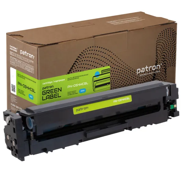 Картридж совместимый Canon 054H Green Label, голубой Patron (PN-054HCGL)