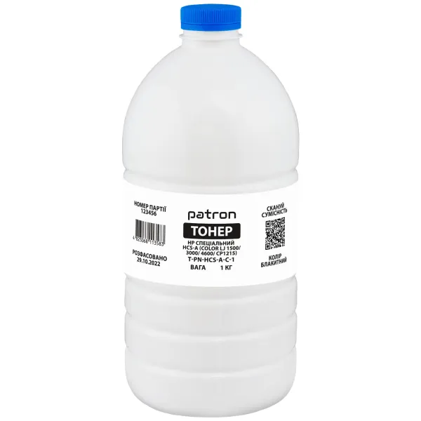 Тонер HP специальный HCS-A флакон, 1 кг, голубой Patron (PN-HCS-A-C-1)