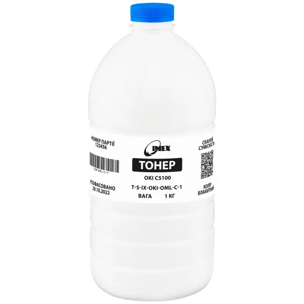 Тонер Oki C5100 флакон, 1 кг, голубой Imex (TSM-OML-C-1)
