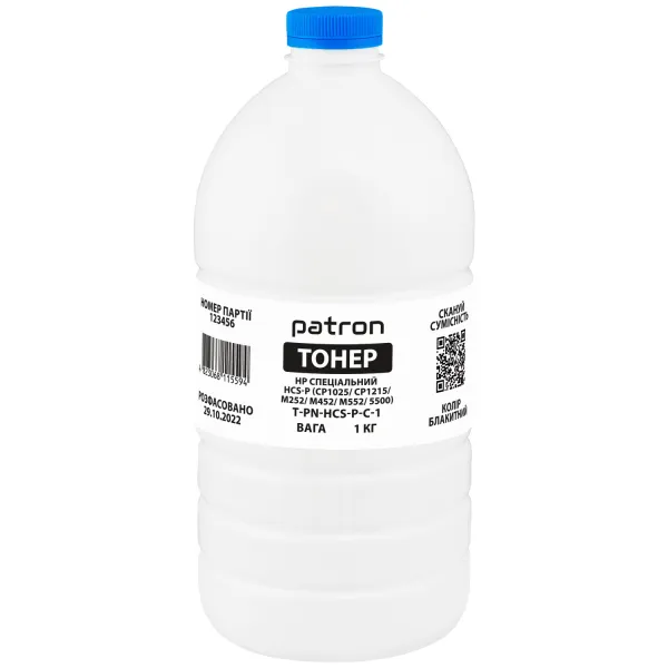 Тонер HP специальный HCS-P флакон, 1 кг, голубой Patron (PN-HCS-P-C-1)