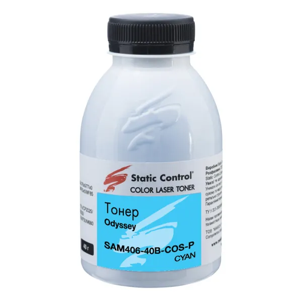 Тонер Samsung CLP-360/CLX-3300 флакон, 40 г, голубой SCC (SAM406-40B-COS-P)