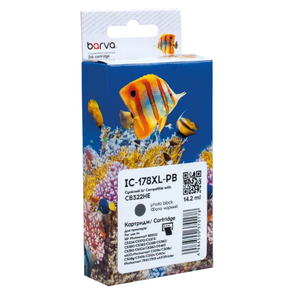 Картридж совместимый HP 178XL (CB317HE/CB322HE) 300 стр, фото черный Barva (IC-178XL-PB)