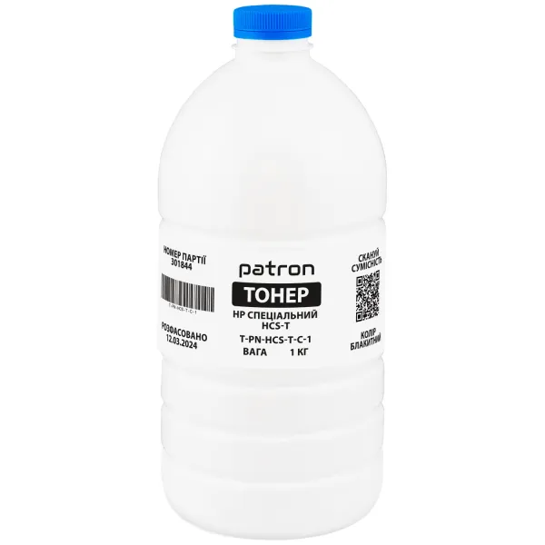 Тонер HP специальный HCS-T флакон, 1 кг, голубой Patron (PN-HCS-T-C-1)