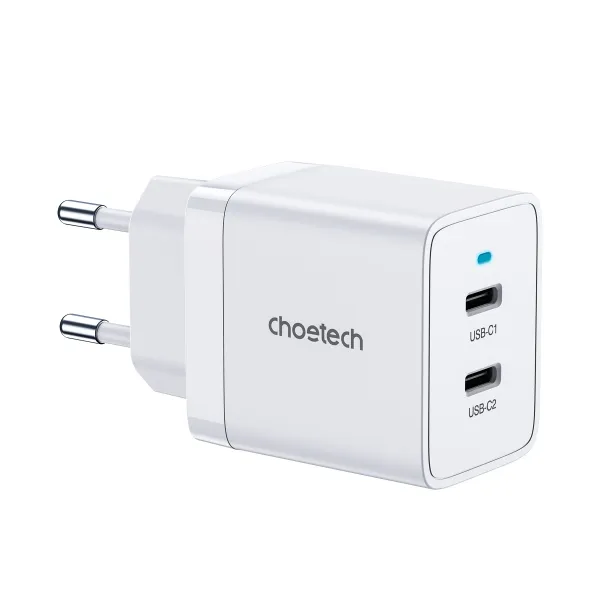 Устройство зарядное сетевое 2хType-C PD40W белое Choetech (Q5006-EU-WH)