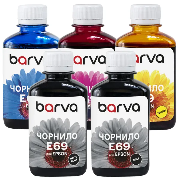 Комплект чернил совместимых для Epson T69 специальные 5x180 мл, пигментные, MB/PB/C/M/Y Barva (E69-180-2MP)