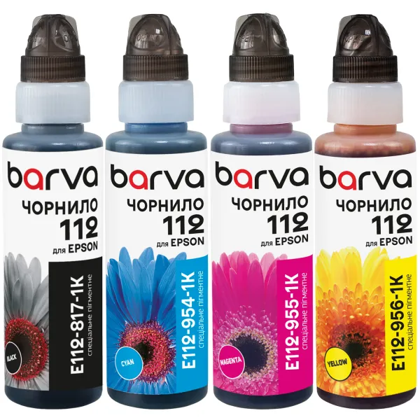 Комплект чернил совместимых для Epson 112 специальные 4x100 мл, флакон OneKey (1K), пигментные, BK/C/M/Y Barva (E112-1K-2MP)