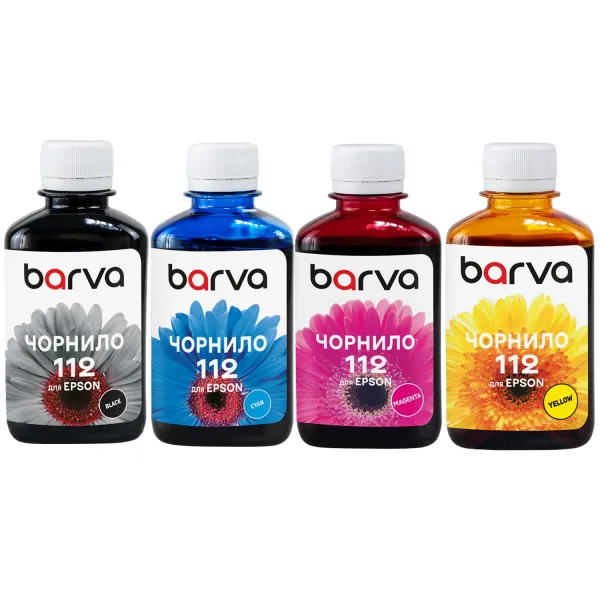 Комплект чернил совместимых для Epson 112 специальные 4x180 мл, пигментные, BK/C/M/Y Barva (E112-180-2MP)