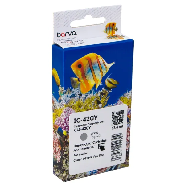 Картридж совместимый Canon CLI-42GY (6390B001) 900 стр, серый Barva (IC-42GY)
