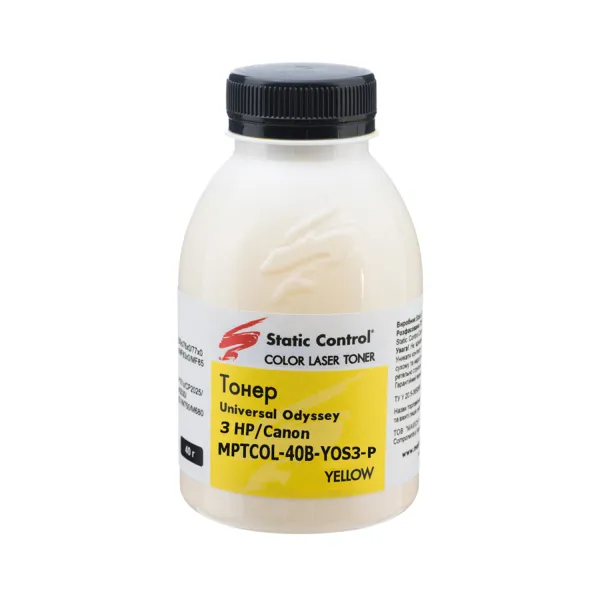 Тонер HP універсальний MPTCOL3 флакон, 40 г, жовтий SCC (MPTCOL-40B-YOS3-P)