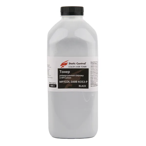 Тонер HP універсальний MPTCOL3 флакон, 500 г, чорний SCC (MPTCOL-500B-KOS3-P)