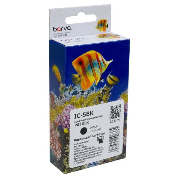 Картридж сумісний Canon PGI-5PGBK (0628B024) 500 арк, чорний Barva (IC-5BK)