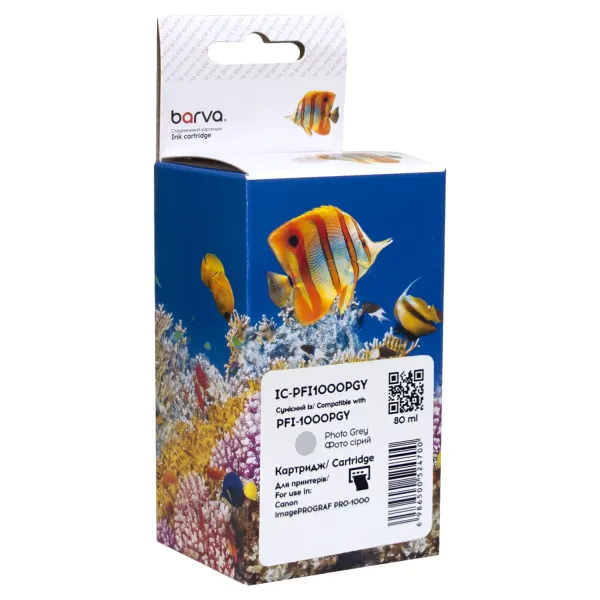Картридж совместимый Canon PFI-1000PGY (0553C001) 80 мл, фото серый Barva (IC-PFI1000PGY)