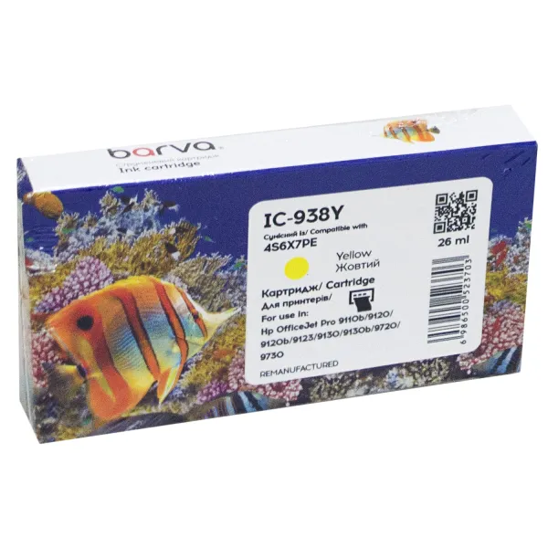 Картридж совместимый HP 938 (4S6X7PE) 800 стр, желтый Barva (IC-938Y)