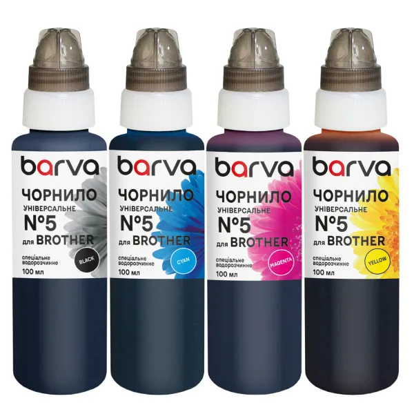 Комплект чернил для Brother универсальные №5 4х100 мл, водорастворимые, BK/C/M/Y Barva (BU5-100-MP)