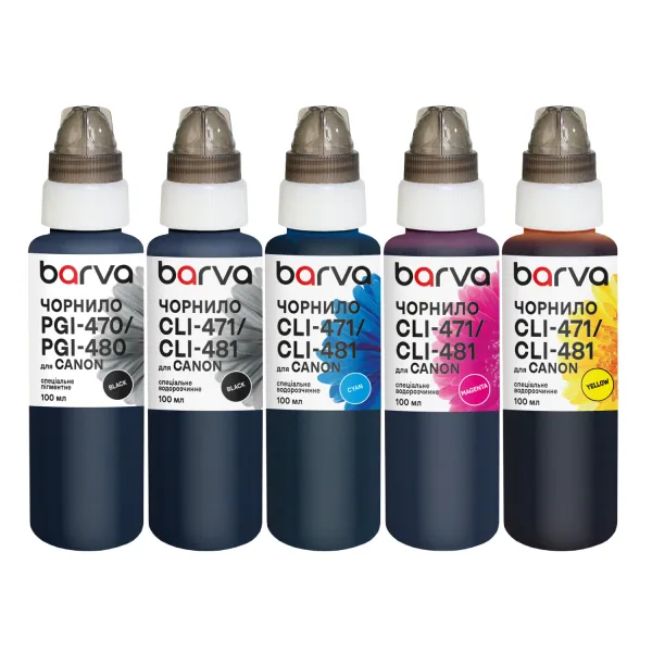 Комплект чернил для Canon PGI-480PGBK + CLI-481BK/C/M/Y специальные 5x100 мл, пигментные/водорастворимые, PGBK/BK/C/M/Y Barva (CPGI480-100-MP)