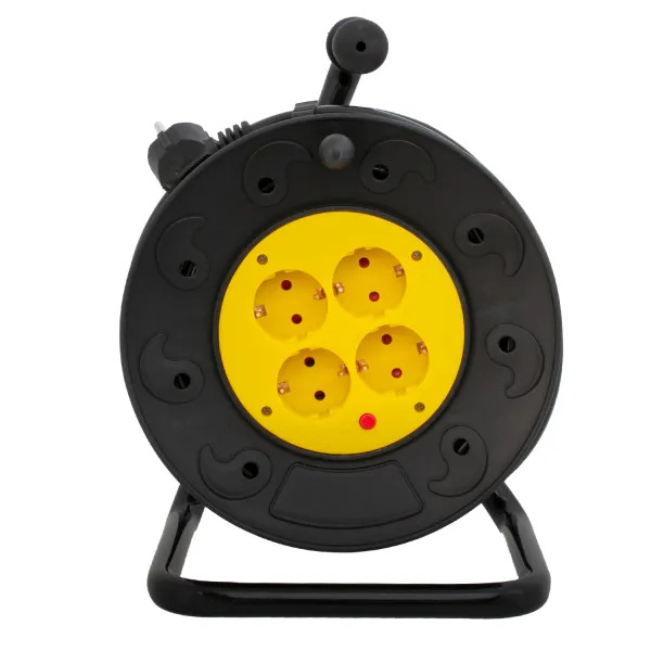 Подовжувач мережевий на котушці, 4 розетки, 10 А, 250 В, 3*1,5 мм2, 25 метрів, чорно-жовтий Patron (PN-CAB-REL-25A-4) - Фото 2