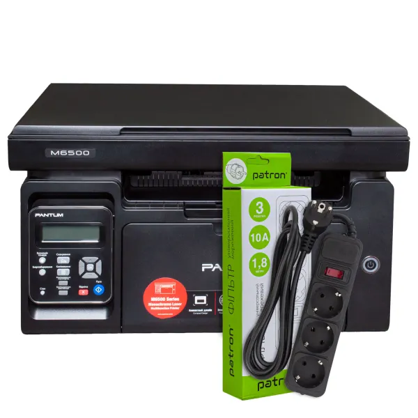 МФУ M6500 A4 Pantum (M6500) + Фильтр сетевой 3 розетки Patron (SP-1033)